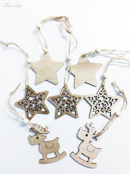 Weihnachtsanhänger Set Rentier und Sterne